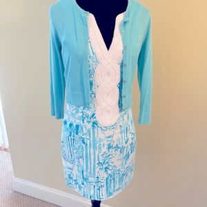 Lilly Pulitzer Blue and White Dress with Cardigan